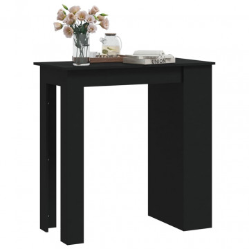 Masă de bar cu raft de depozitare, negru, 102x50x103,5 cm, PAL - Img 3