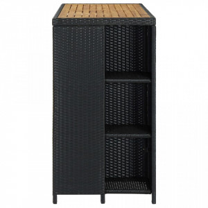 Masă de bar cu raft de depozitare negru 120x60x110 cm poliratan - Img 4