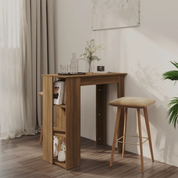 Masă de bar cu raft, stejar maro, 102x50x103,5 cm, PAL - Img 1