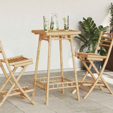 Masă de bar de exterior pătrată 55x55x100 cm bambus - Img 1
