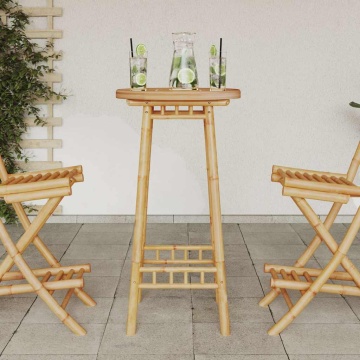 Masă de bar pentru exterior rotundă Ø55x100 cm din bambus - Img 3