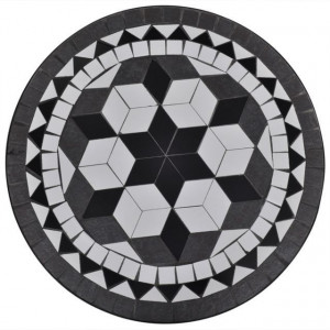 Masă de bistro, alb și negru, 60 cm, mozaic - Img 2