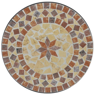 Masă de bistro mozaic, cărămiziu și alb, Ø50x70 cm, ceramică - Img 5