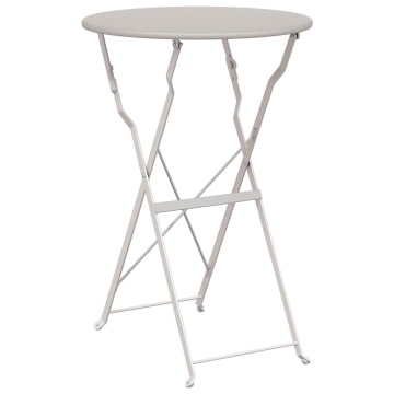 Masă de Bistro Pliabilă Bej Ø50x71 cm din Oțel Vopsit - Img 2