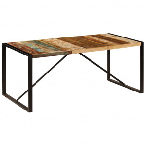 Masă de bucătărie, 180 x 90 x 75 cm, lemn masiv reciclat - Img 7