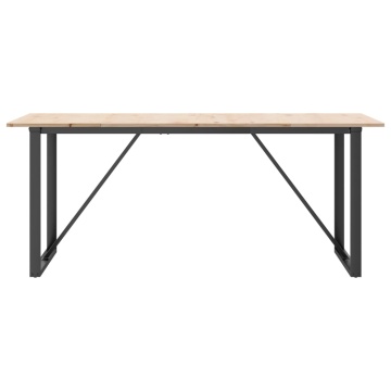 Masă de bucătărie, cadru O, 180x90x75cm lemn masiv pin și fontă - Img 4