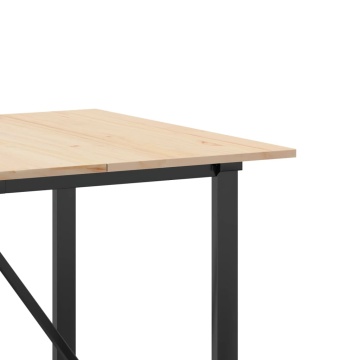 Masă de bucătărie, cadru O, 180x90x75cm lemn masiv pin și fontă - Img 6