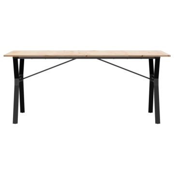 Masă de bucătărie, cadru Y, 180x90x75cm lemn masiv pin și fontă - Img 4