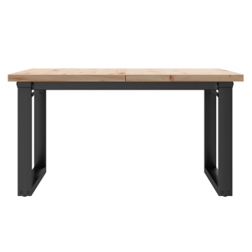 Masă de cafea, cadru O, 80x80x45,5 cm, lemn masiv pin și fontă - Img 4