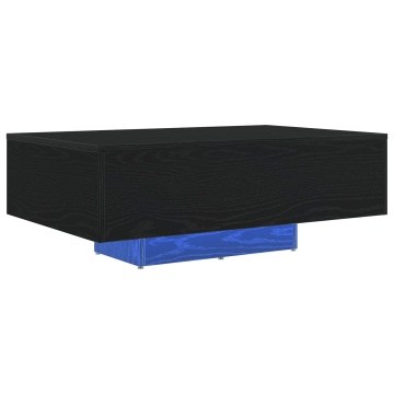 Masă de cafea cu lumini LED Stejar Negru 85x55x31 cm - Img 2