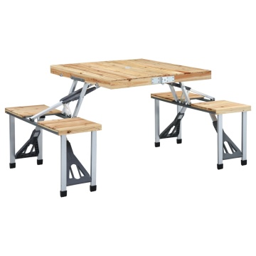 Masă de camping pliabilă cu 4 scaune, oțel și aluminiu - Img 1