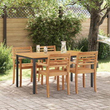 Masă de grădină 150x90x75 cm din lemn masiv de acacia și metal - Img 1