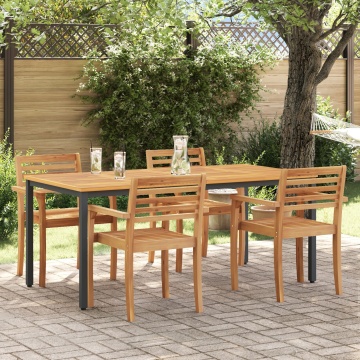 Masă de grădină 180x90x75 cm din lemn solid de acacia și metal - Img 1