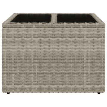 Masă de grădină blat sticlă, gri deschis, 55x55x37 cm poliratan - Img 4