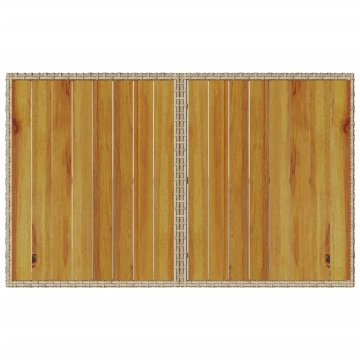 Masă de grădină cu blat din lemn, bej 110x68x70 cm poliratan - Img 6