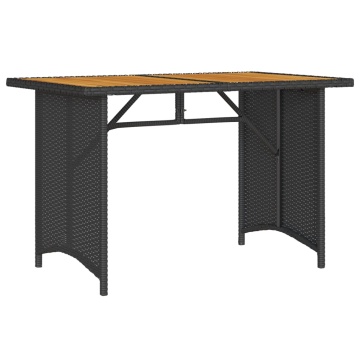 Masă de grădină cu blat din lemn, negru 110x68x70 cm poliratan - Img 5