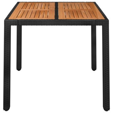 Masă de grădină cu blat din lemn negru, 90x90x75 cm, poliratan - Img 3
