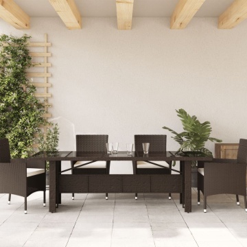 Masă de grădină cu blat din sticlă maro 240x90x75 cm poliratan - Img 2
