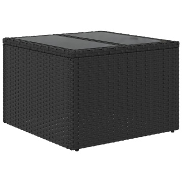 Masă de grădină cu blat din sticlă, negru 55x55x37 cm poliratan - Img 5