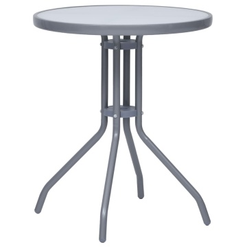Masă de grădină, gri deschis, 60 cm, oțel și sticlă - Img 1