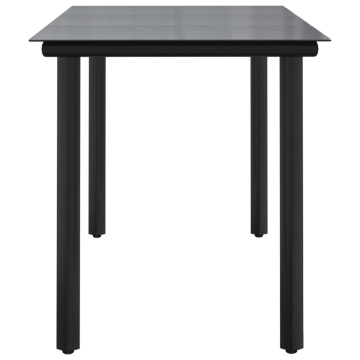 Masă de grădină, negru, 200x100x74 cm, oțel & sticlă securizată - Img 4
