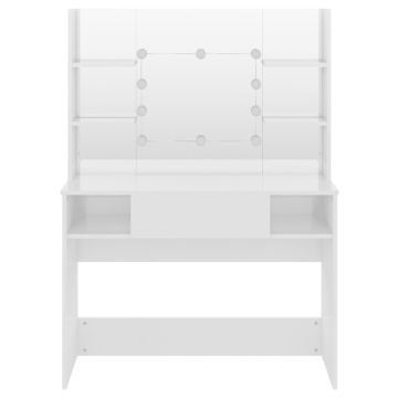 Masă de machiaj cu lumini LED, alb lucios, 100x40x135 cm, MDF - Img 3