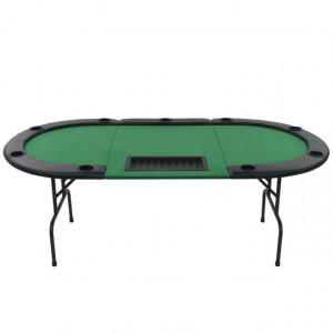 Masă de poker pliabilă în 3, pentru 9 jucători, oval, Verde - Img 3