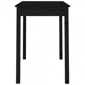 Masă de sufragerie, negru, 110x55x75 cm, lemn masiv de pin - Img 4