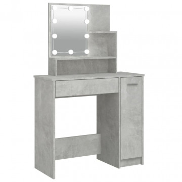 Masă de toaletă cu LED, gri beton, 86,5x35x141 cm - Img 2