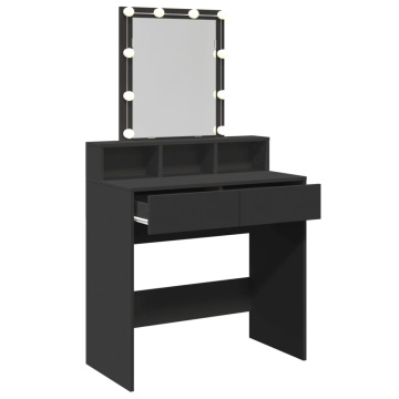 Masă de toaletă cu LED, negru, 80x41x144,5 cm - Img 7