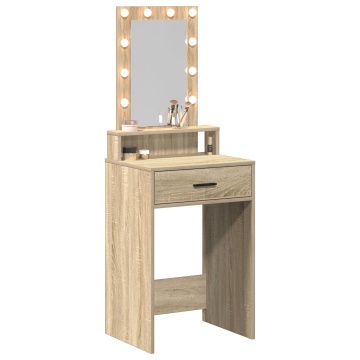 Masă de toaletă cu LED, stejar sonoma, 50x41x140 cm - Img 3