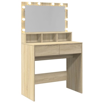 Masă de toaletă cu LED, stejar sonoma, 80x41x134,5 cm - Img 7