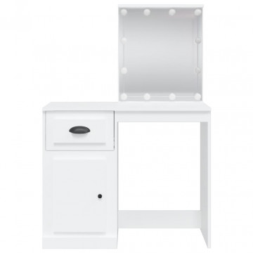 Masă de toaletă cu LED-uri, alb, 90x42x132,5 cm - Img 8