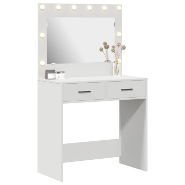 Masă de toaletă cu lumini LED Alb 78,5x41x135 cm - Img 3