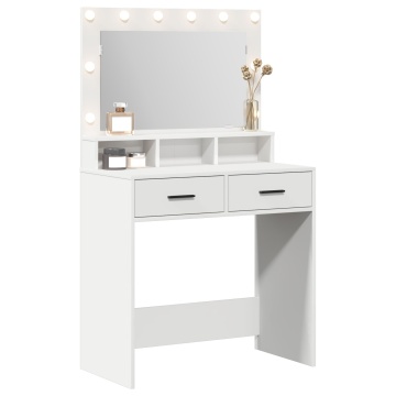 masa de toaletă cu lumini LED, alb, 79x41x135 cm - Img 3
