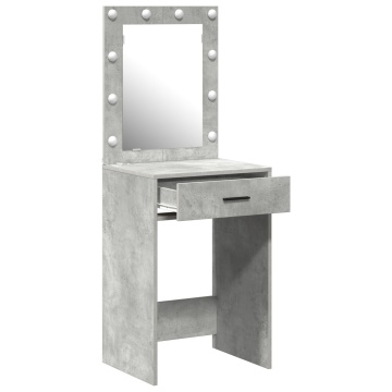 Masa de toaletă cu lumini LED, gri beton, 50x41x135 cm - Img 4