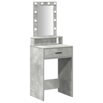 Masă de toaletă cu lumini LED Gri din beton 50x41x140 cm - Img 2