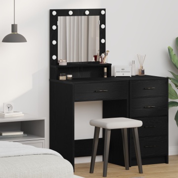 Masa de toaletă cu lumini LED, Stejar Negru, 50x41x135 cm - Img 1