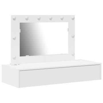 Masă de toaletă suspendată cu lumini LED - Alb - Img 2