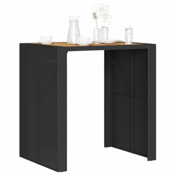 Masă grădină blat din lemn acacia negru 105x80x110 cm poliratan - Img 4