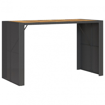 Masă grădină blat din lemn acacia negru 185x80x110 cm poliratan - Img 6
