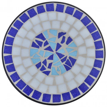 Masă laterală cu mozaic pentru plante, albastru și alb - Img 3