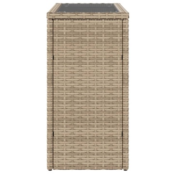 Masă laterală grădină, blat sticlă, bej 58x27,5x55 cm poliratan - Img 5