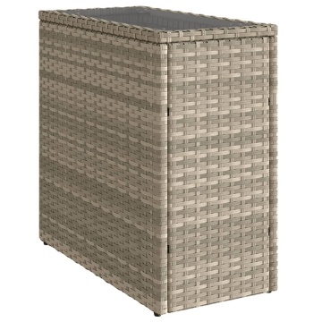 Masă laterală grădină, blat sticlă, gri 58x27,5x55 cm poliratan - Img 6
