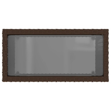 Masă laterală grădină, blat sticlă, maro 58x27,5x55cm poliratan - Img 6