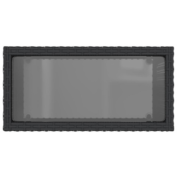Masă laterală grădină blat sticlă negru 58x27,5x55 cm poliratan - Img 7