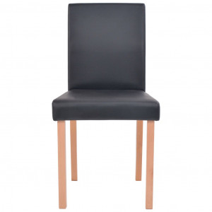 Masă și scaune 7 piese, piele artificială, stejar, negru - Img 6
