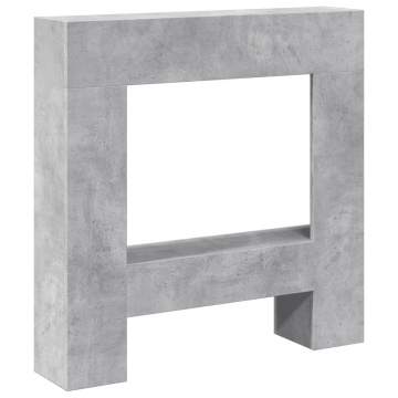 Mască de șemineu, gri beton, 81x18x82 cm, lemn prelucrat - Img 2
