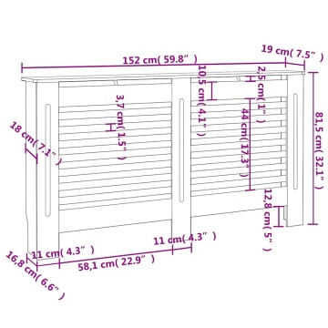 Mască pentru calorifer, MDF, 152x19x81,5 cm, alb - Img 8