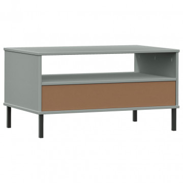 Măsuță cafea picioare metalice gri 85x50x45cm lemn masiv "OSLO" - Img 6